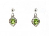 PAIR OF PERIDOT AND WHITE GOLD