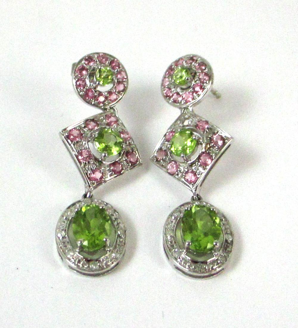PAIR OF PERIDOT, PINK TOPAZ AND