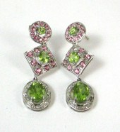 PAIR OF PERIDOT, PINK TOPAZ AN
