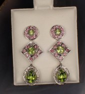 PAIR OF PERIDOT, PINK TOPAZ AN