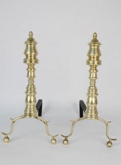 PAIR OF PERIOD BRASS PETITE AN