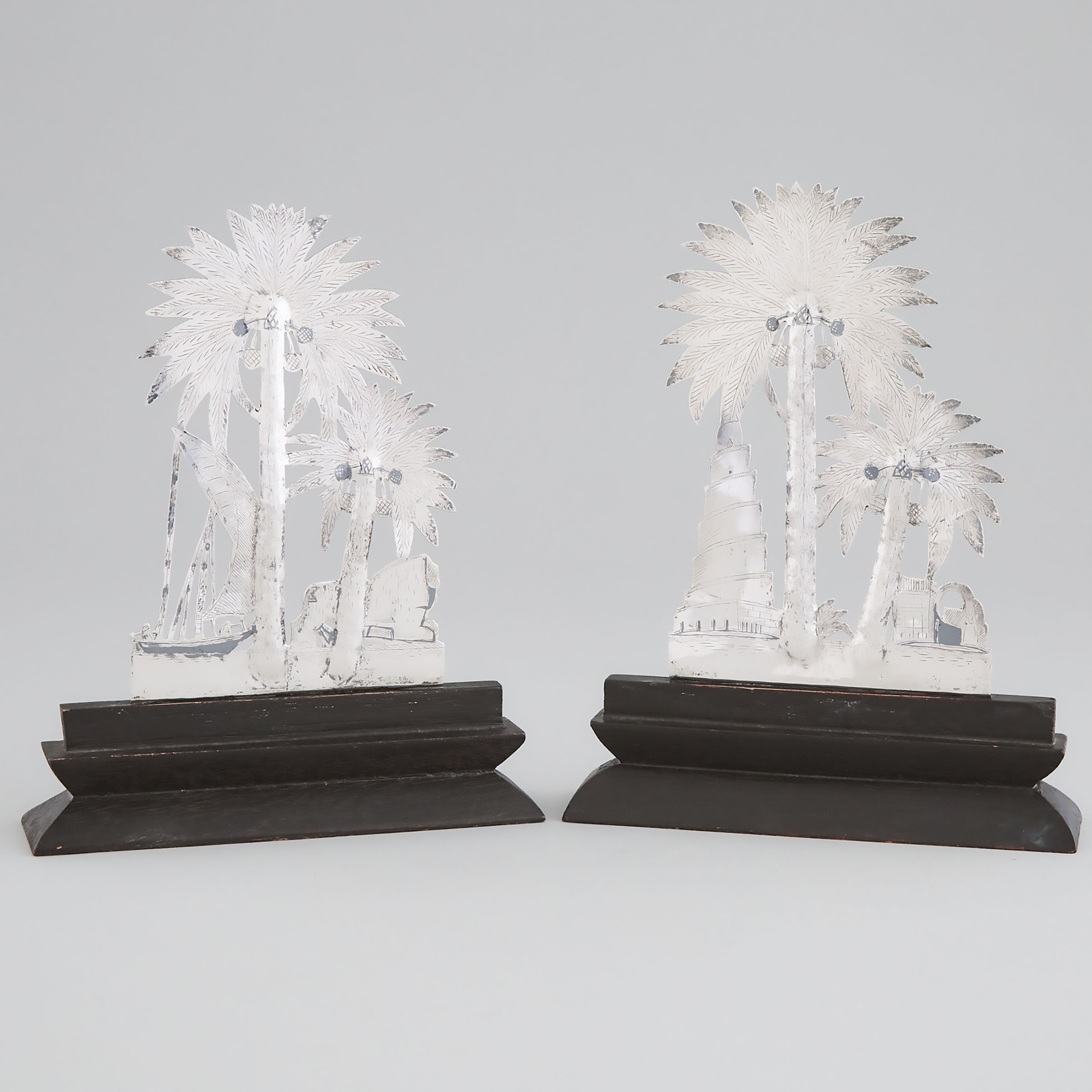 Pair of Persian Engraved and
