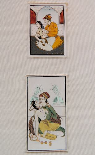 PAIR OF PERSIAN HAND-PAINTED