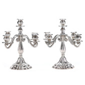 PAIR OF PERUVIAN SILVER CANDEL