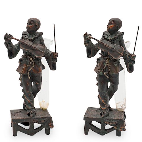 PAIR OF PETITE CHOSES PEWTER BUD