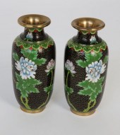 PAIR OF PETITE CLOISONNE VASES