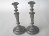Pair of pewter candlesticks