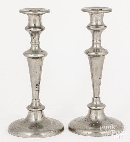 PAIR OF PEWTER CANDLESTICKSThomas