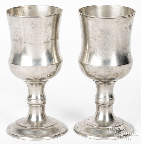 PAIR OF PEWTER CHALICES, 19TH
