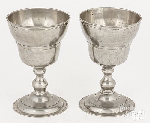 PAIR OF PEWTER CHALICES, LATE