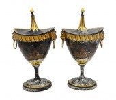 PAIR OF PEWTER CHESTNUT URNS H