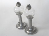 Pair of pewter side push candl
