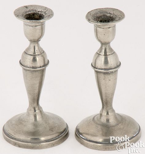 PAIR OF PEWTER TAPERSTICKS BY HENRY