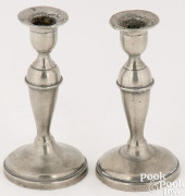 PAIR OF PEWTER TAPERSTICKS BY