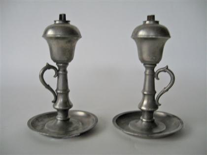 Pair of  pewter whale oil