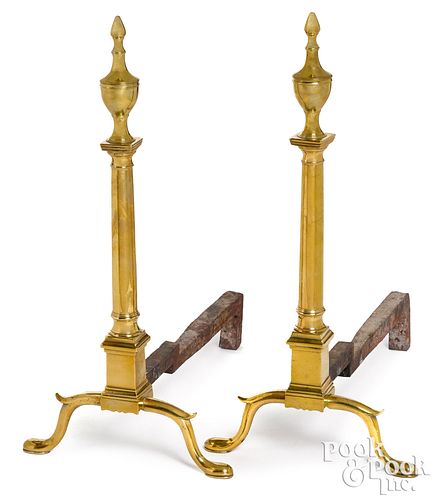 PAIR OF PHILADELPHIA TALL BRASS