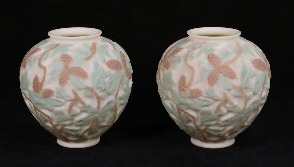 PAIR OF PHOENIX GLASS PINECONE