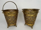 PAIR OF PIERCED BRASS HANDLED
