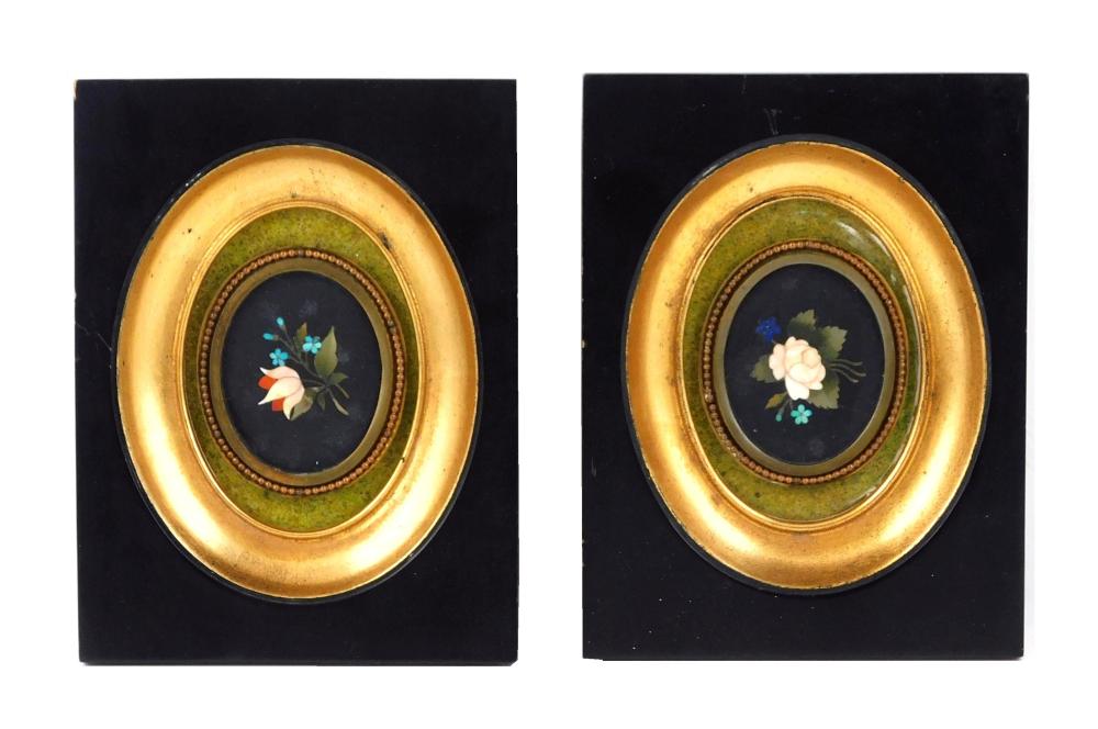 PAIR OF PIETRA DURA FLORAL
