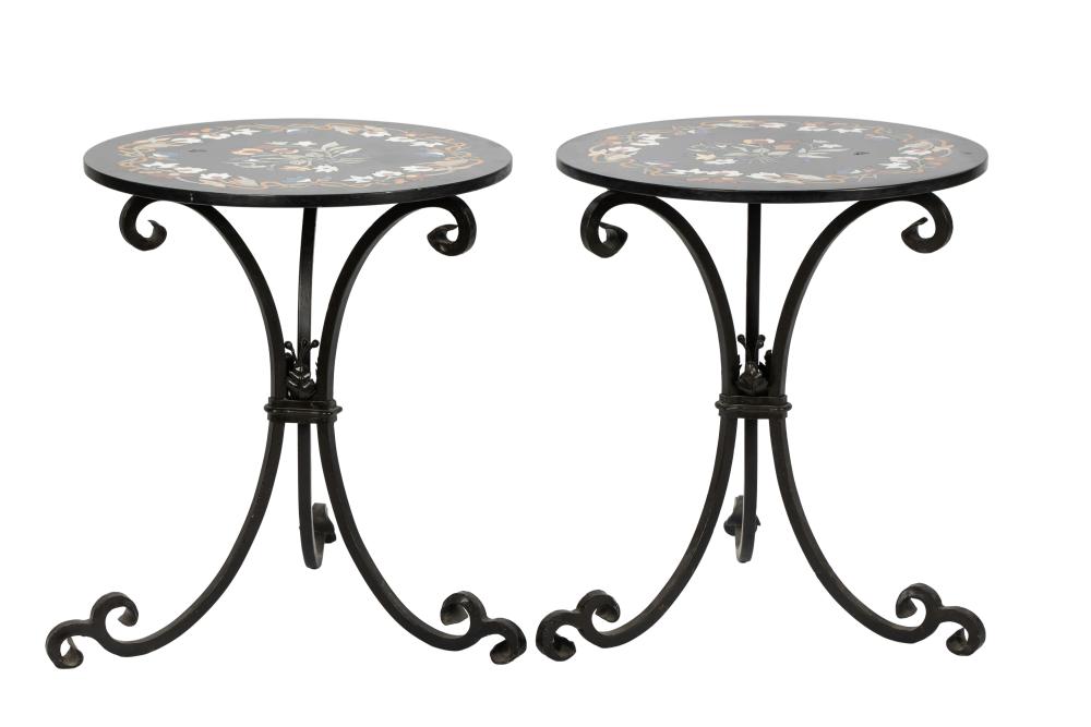 PAIR OF PIETRA DURA-INLAID