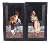 PAIR OF PIETRA DURA PLAQUES OF