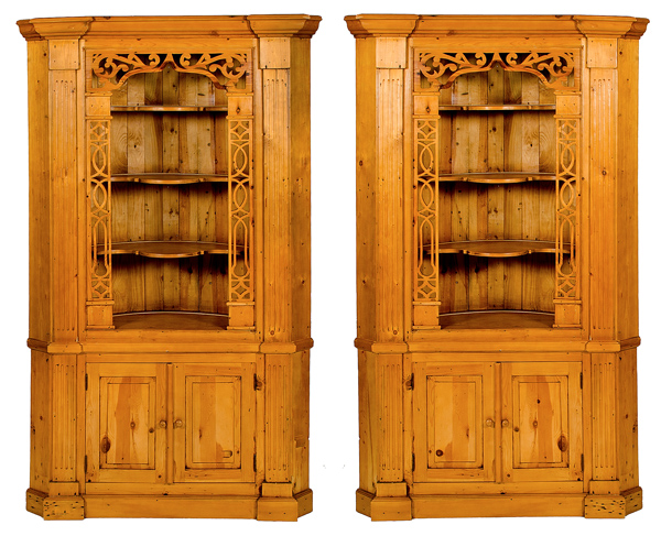 Pair of Pine Corner Cupboards