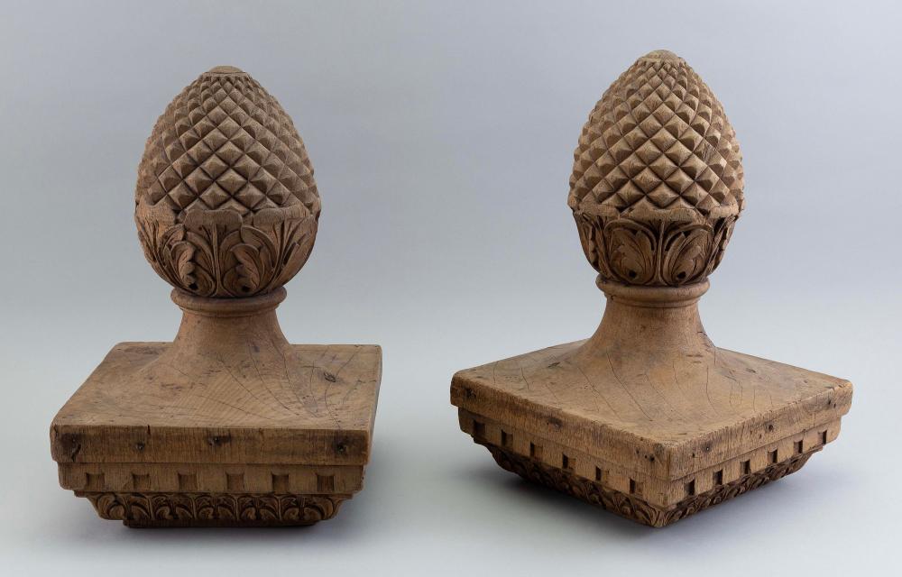 PAIR OF PINECONE-FORM FINIALS