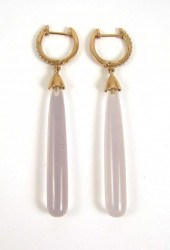 PAIR OF PINK CHALCEDONY AND DI