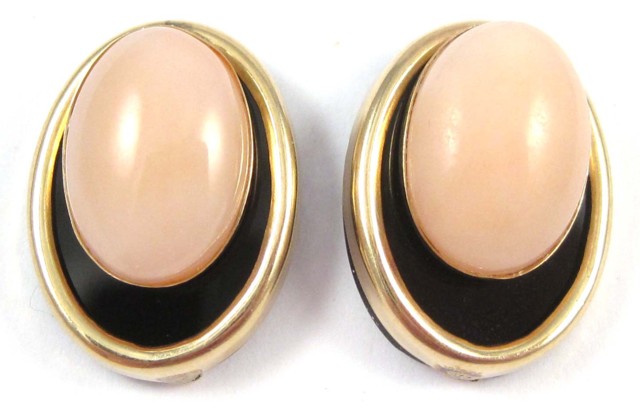 PAIR OF PINK CORAL EARRINGS each