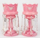 PAIR OF PINK ENAMELED MANTLE L