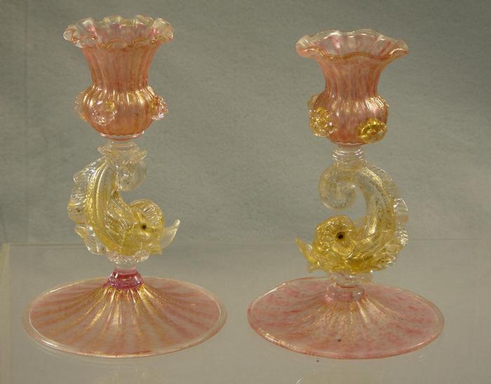 Pair of Pink & gold inverted