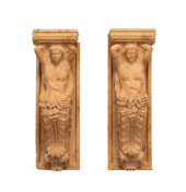 PAIR OF PINK MARBLE CARYATID-F