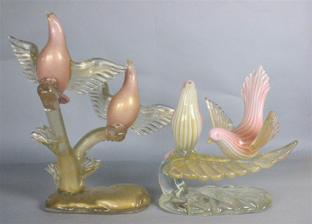 PAIR OF PINK MURANO TYPE GLASS