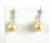 PAIR OF PINK PEARL AND DIAMOND