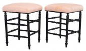 PAIR OF PINK SUEDE FOOT STOOLS