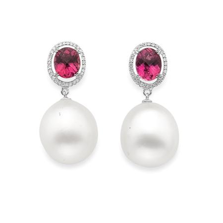 Pair of Pink Tourmaline, Diamond
