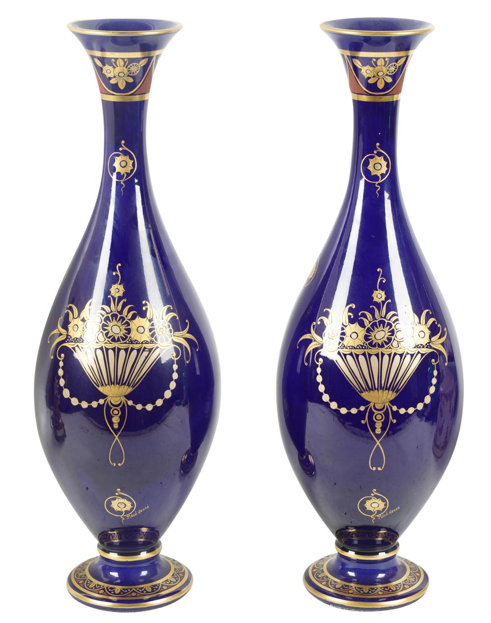 PAIR OF PINON HEUZE ART DECO GLAZED