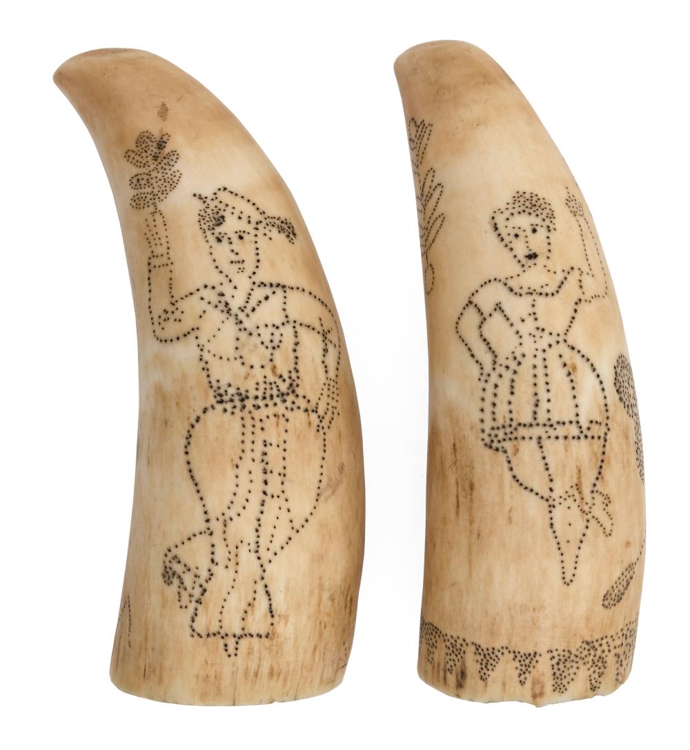 PAIR OF PINPOINT SCRIMSHAW