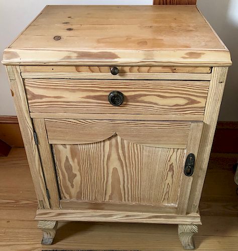 PAIR OF PITCH PINE BEDSIDE