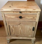 PAIR OF PITCH PINE BEDSIDE CAB