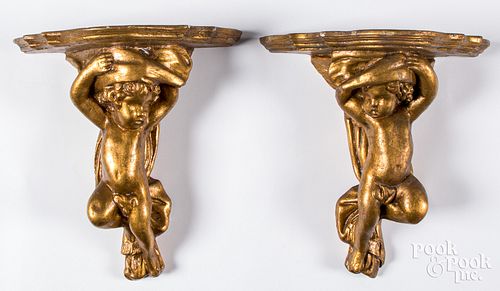 PAIR OF PLASTER PUTTI WALL