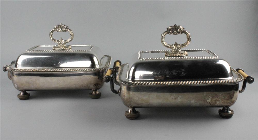 PAIR OF PLATED RECTANGULAR ENTREE