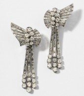 PAIR OF PLATINUM WATERFALL DIA