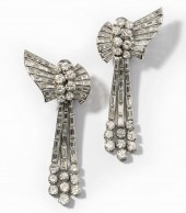 PAIR OF PLATINUM WATERFALL DIA