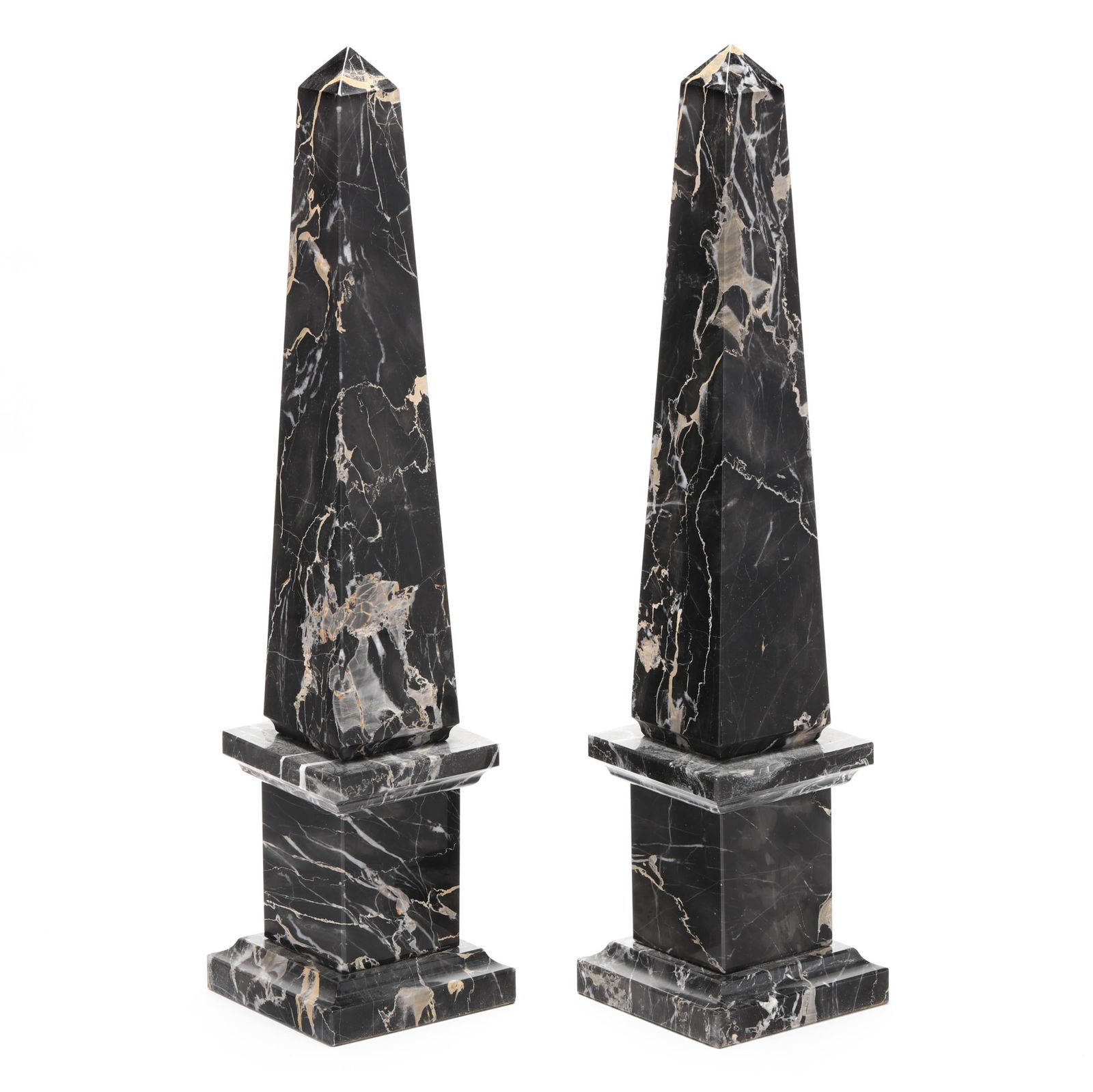 PAIR OF POLISHED BLACK MARBLE