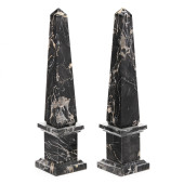PAIR OF POLISHED BLACK MARBLE