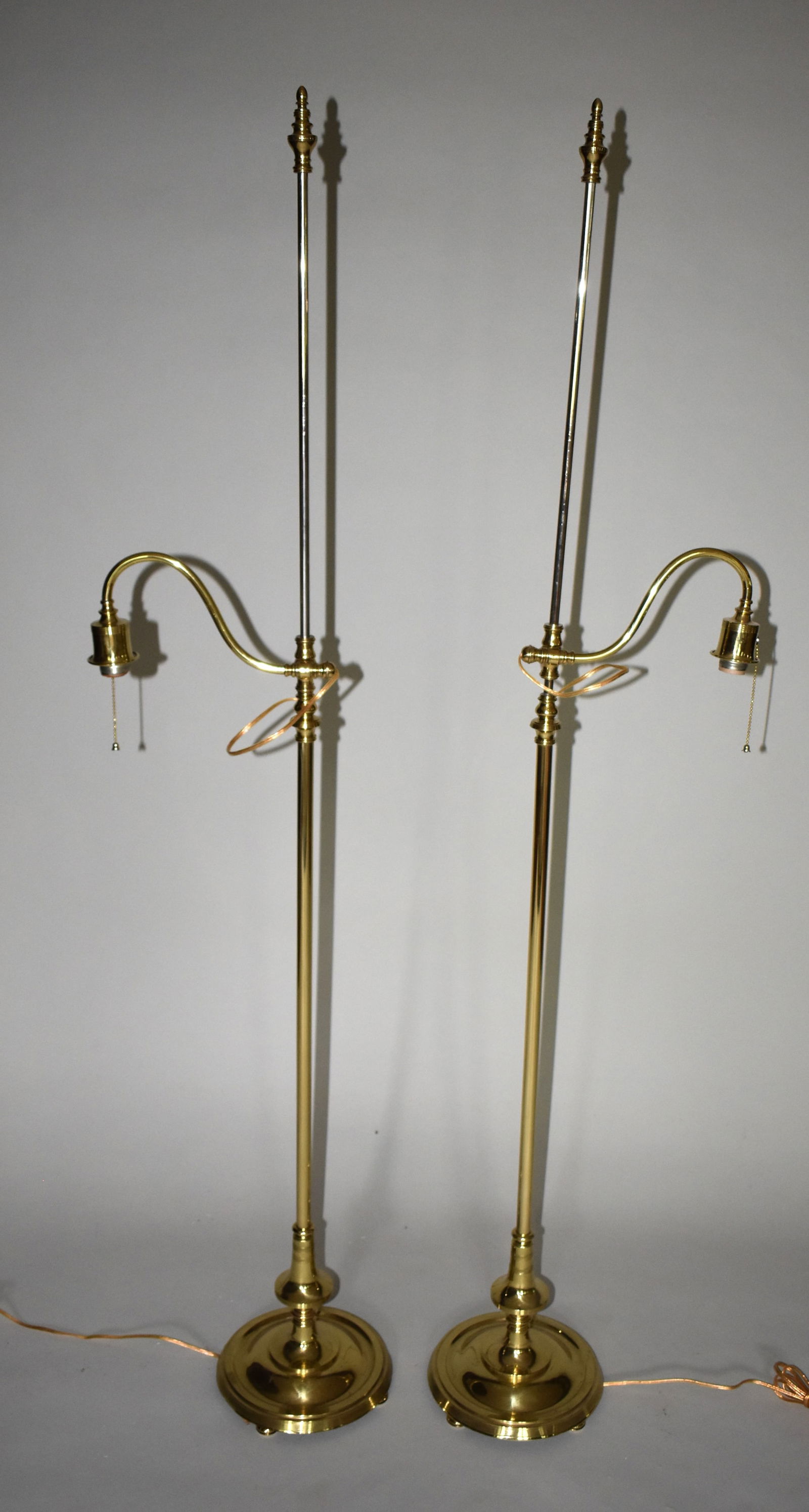 PAIR OF POLISHED BRASS & STEEL