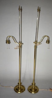 PAIR OF POLISHED BRASS & STEEL