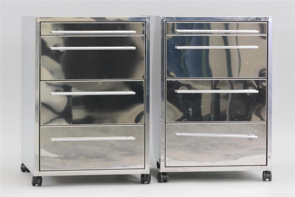 PAIR OF POLISHED METAL BEDSIDE
