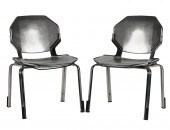 PAIR OF POLISHED STEEL SIDE CH
